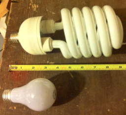 300W CFL Work Light. Yes, I have kept one incandescent bulb for nostalgia purposes and reference pictures like these.